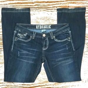 Hydraulic Women's Jeans Size 9/10 Boot Cut Minor Distressed Fancy Stitching